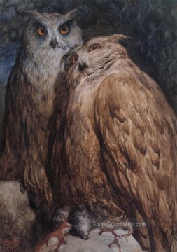  owl Ölgemälde - Zwei Eulen Gustave Dore